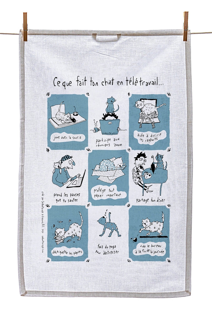 
                  
                    Tea Towel - What your cat does now that you work from home... (English & French)
                  
                